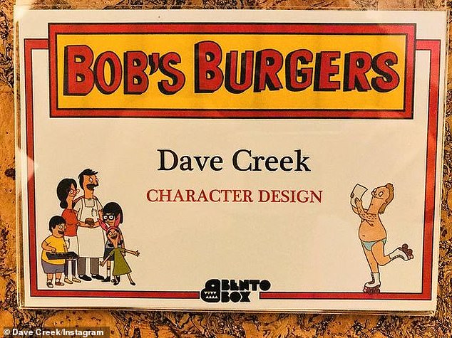 Day job: Instagram's Creek was full of skydiving shots and photos of intricate bonsai tree houses, but he also shared his badge to work for Bob's Burgers