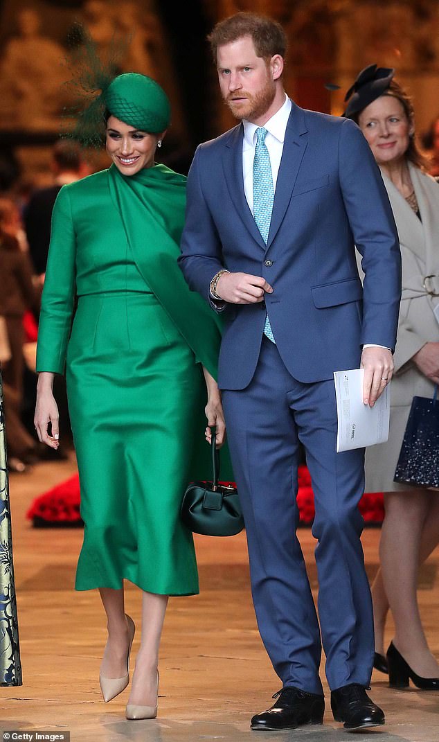 Make a change?  Harry (pictured with Meghan in March) has worn his hair the same style for years