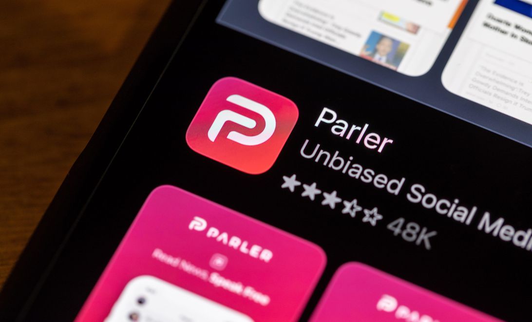 Parler's social media app on the Apple app store
