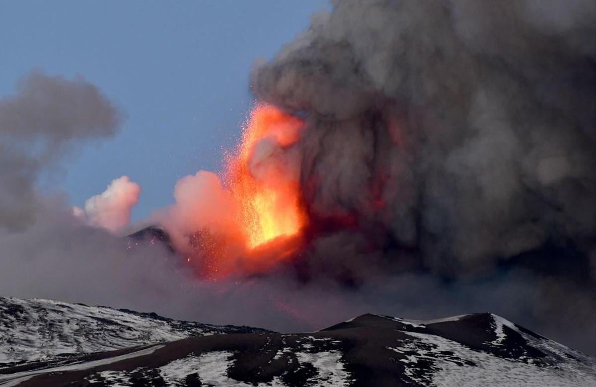 Sicily landscape - Etna volcano erupted again