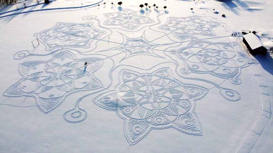 Snow Scene: The Finns print artwork on snow