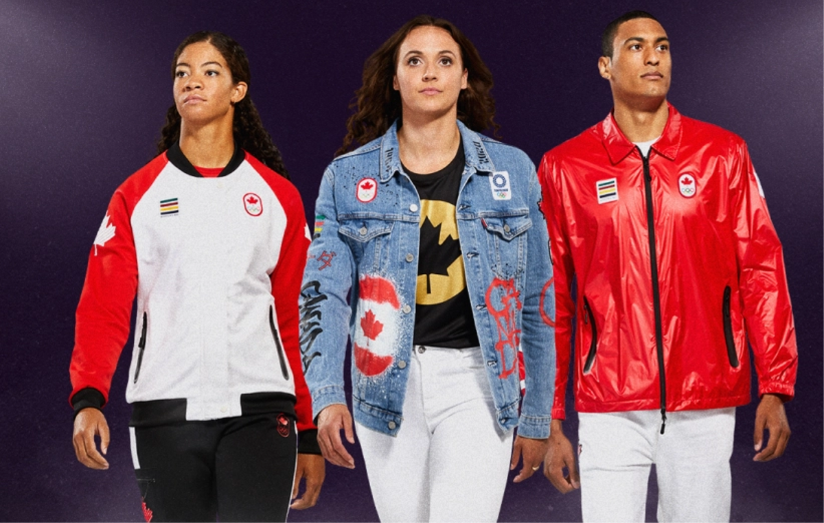 In a hip denim dress - Canadian Olympic costumes make people laugh