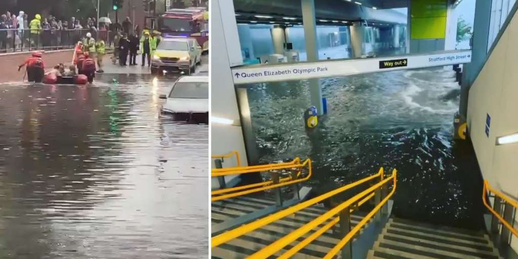 Severe thunderstorms flooded the streets of London