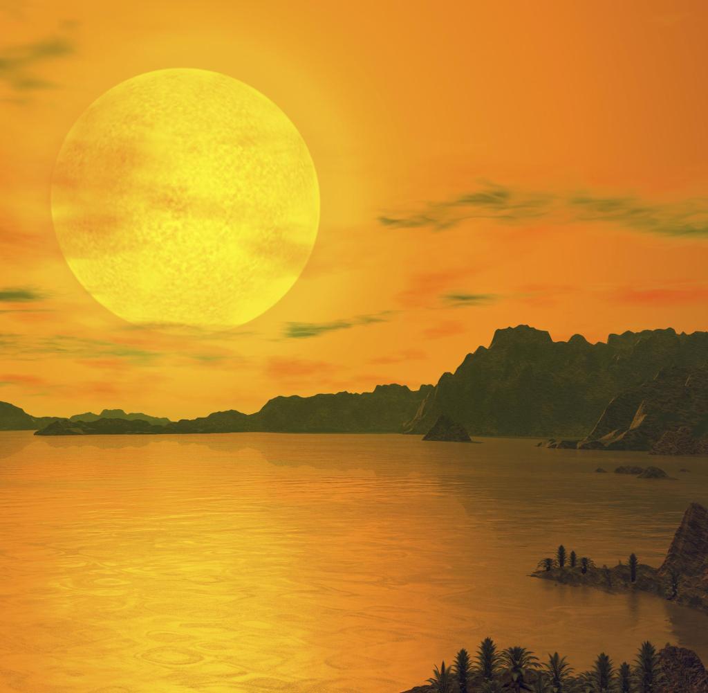 Illustration of a hypothetical landscape on the exoplanet Gliese 581 c