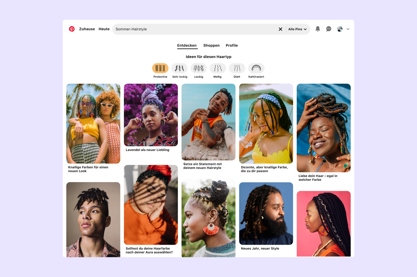 Pinterest offers hair type selection feature