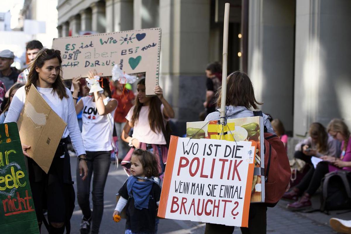 There is great concern about the climate in Switzerland.  Here is a photo from the fall 2019 national climate strike. 