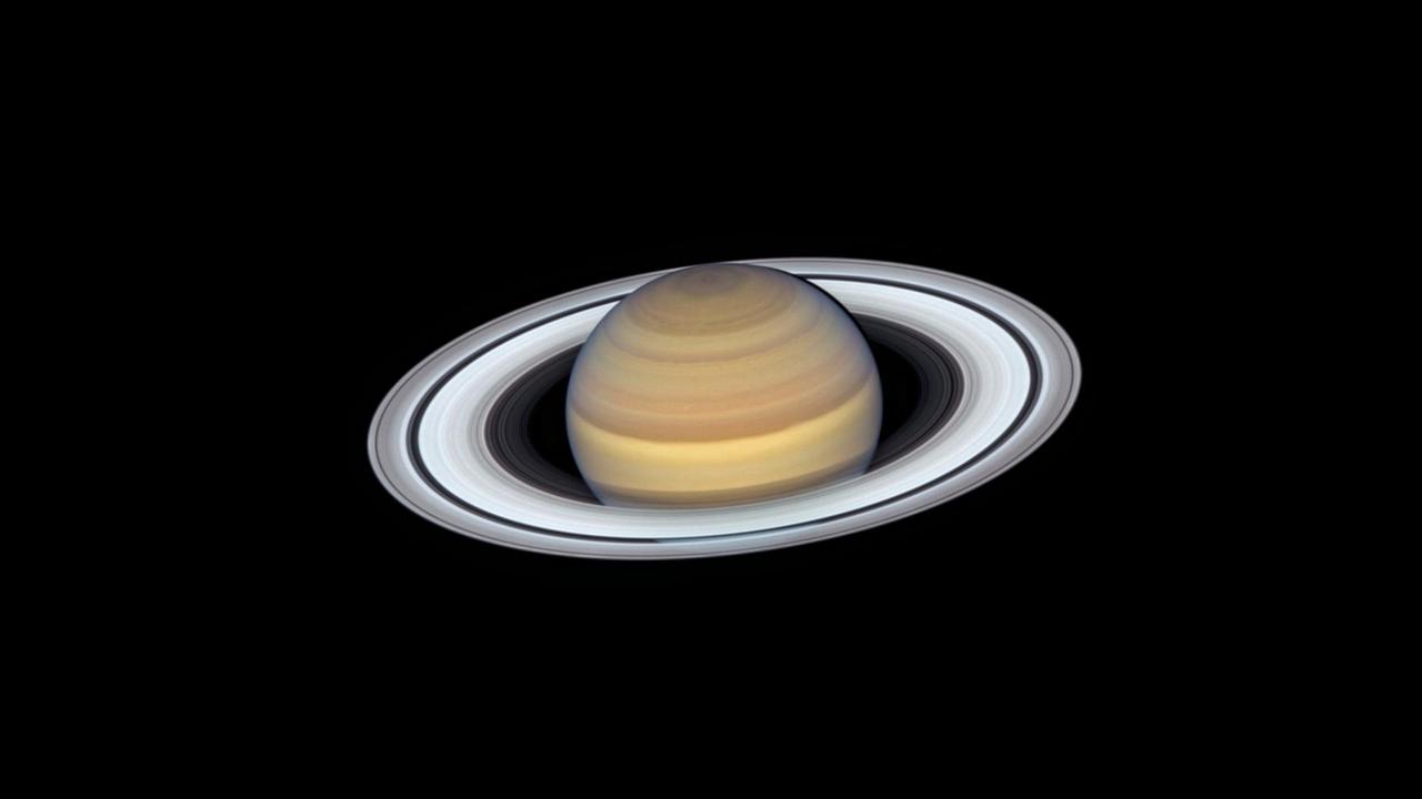 Saturn with wide open rings