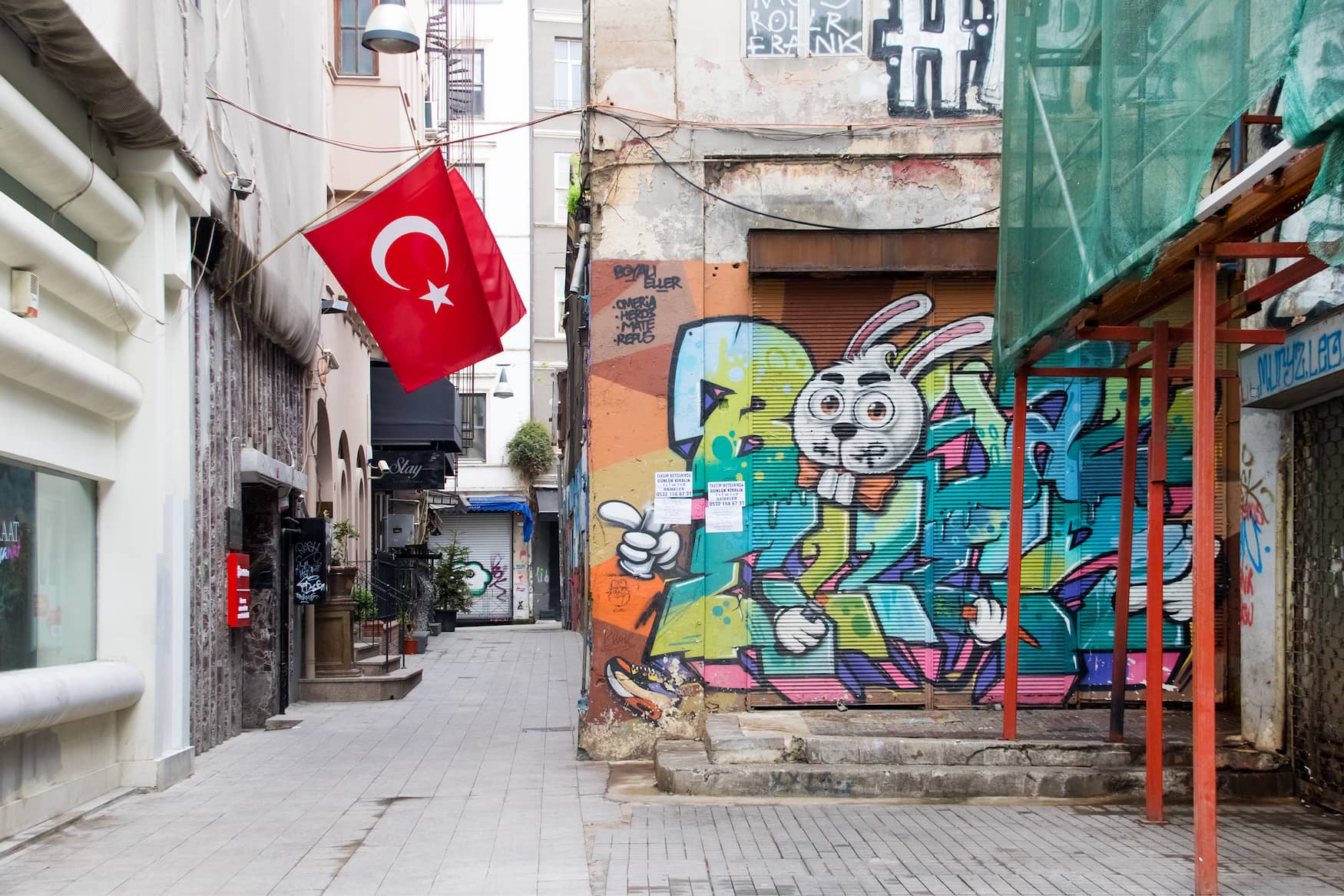 Graffiti on a small street in Istanbul