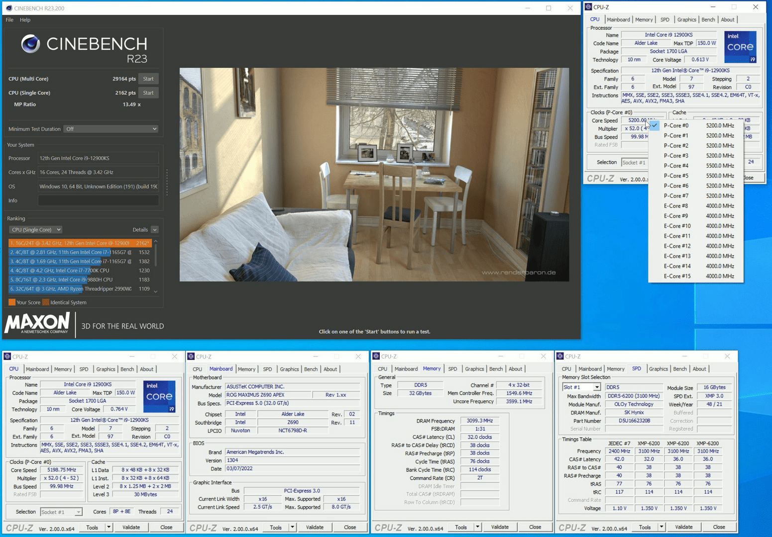 Intel Core i9-12900KS in Cinebench R23