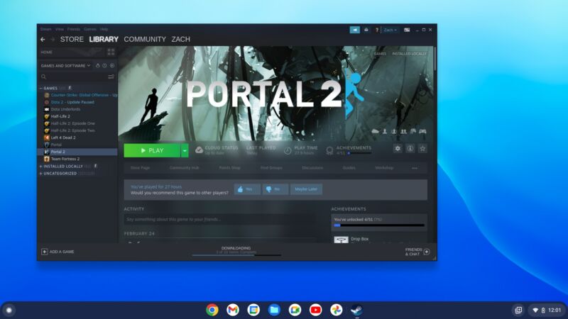 Steam on Chromebooks is ready for testing and has stringent requirements