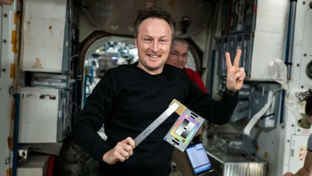 Excited German astronaut Maurer before an external mission to the International Space Station