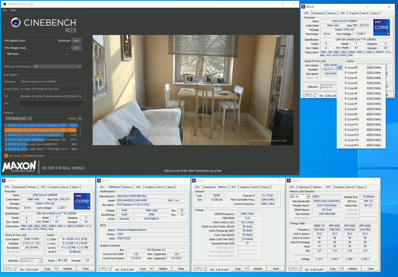 Intel Core i9-12900KS in Cinebench R23