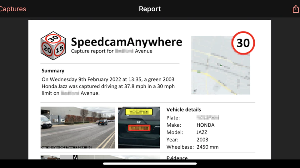 Report of Speedcam ubiquitous application
