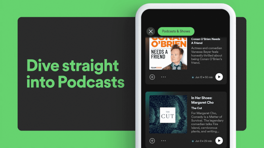 Screenshot of Spotify from the podcast feed