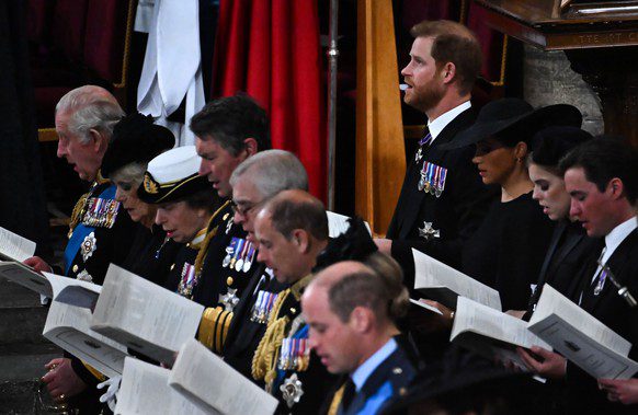 Prince Harry sat directly behind the new King Charles.