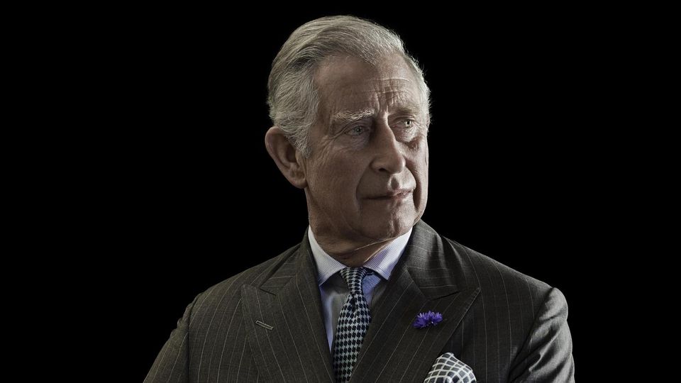 Portrait of King Charles III.  on a black background